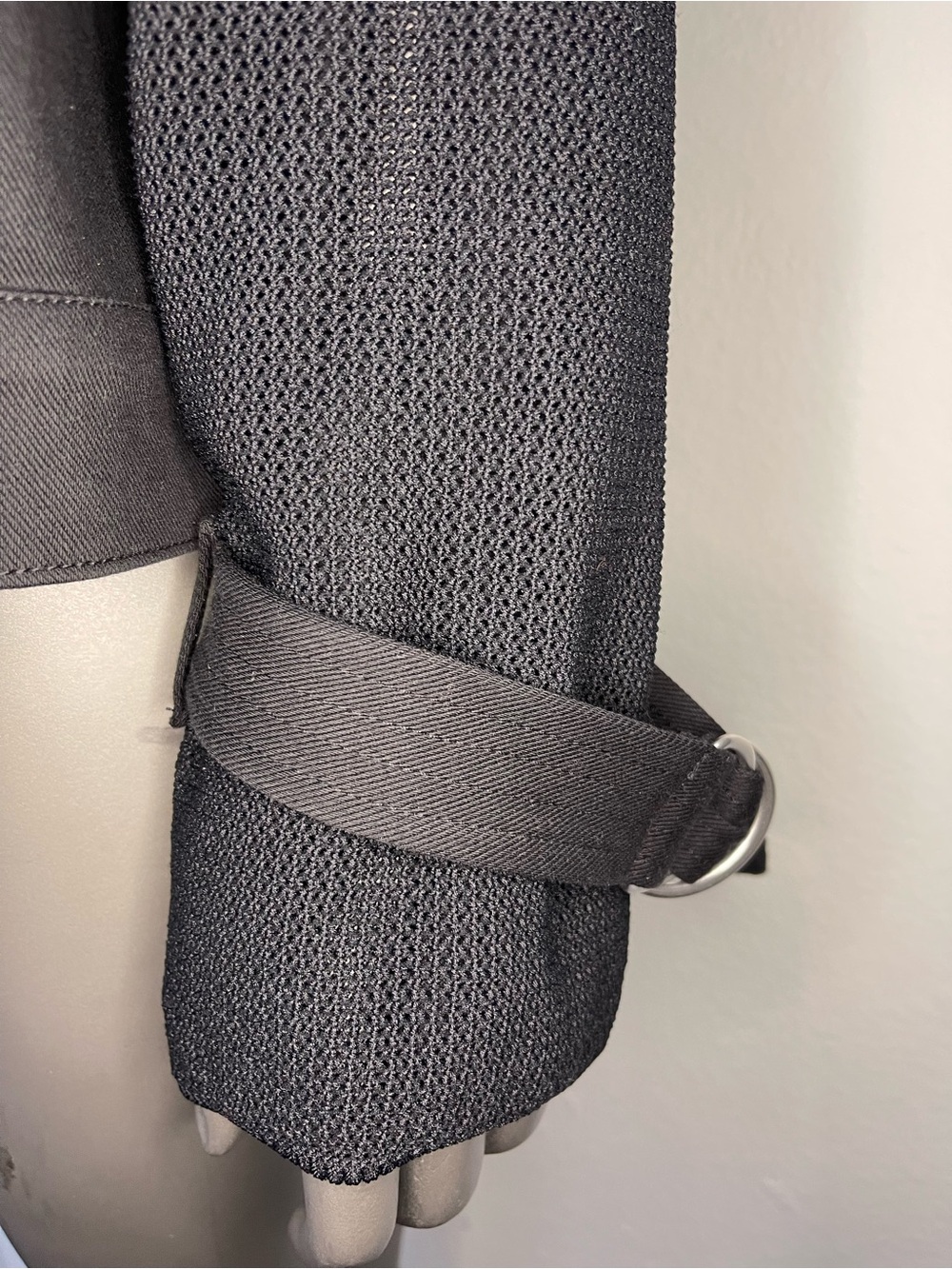 Grey By Jhoan Sebastian Grey Woman’s 2X Knit Denim Moto Jacket Black Mesh Sleeve - Picture 6 of 12